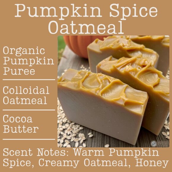 Pumpkin Spice Oatmeal Cold Process Soap Natural Handcrafted Artisan Soap Bar - Picture 3 of 4